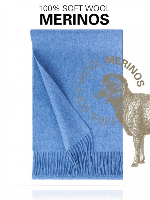 BLEU DE GLENCOE, длиный ШАРФ из мягчайшей шерсти MERINOS из пряжи средней тяжести, однотонная коллекционная линия UNITON-PLURALISM (Много-гранности) FT.W220_705544.75/BLEU